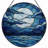 12"H Moon Waves Stained Glass Window Panel-1388563834