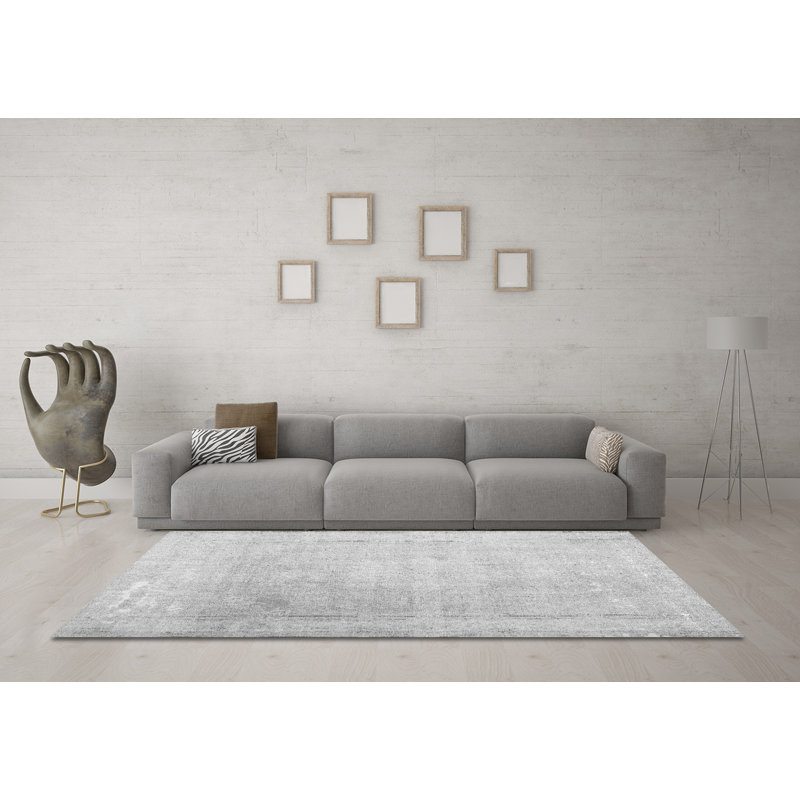 Tapis oriental gris clair / gris foncé en chenille tissé à la machine Shorsey, Rond 5 pi