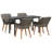 vidaXL Garden Dining Set with Cushion 5 pcs Grey Poly Rattan-48757671-48757665-48757666