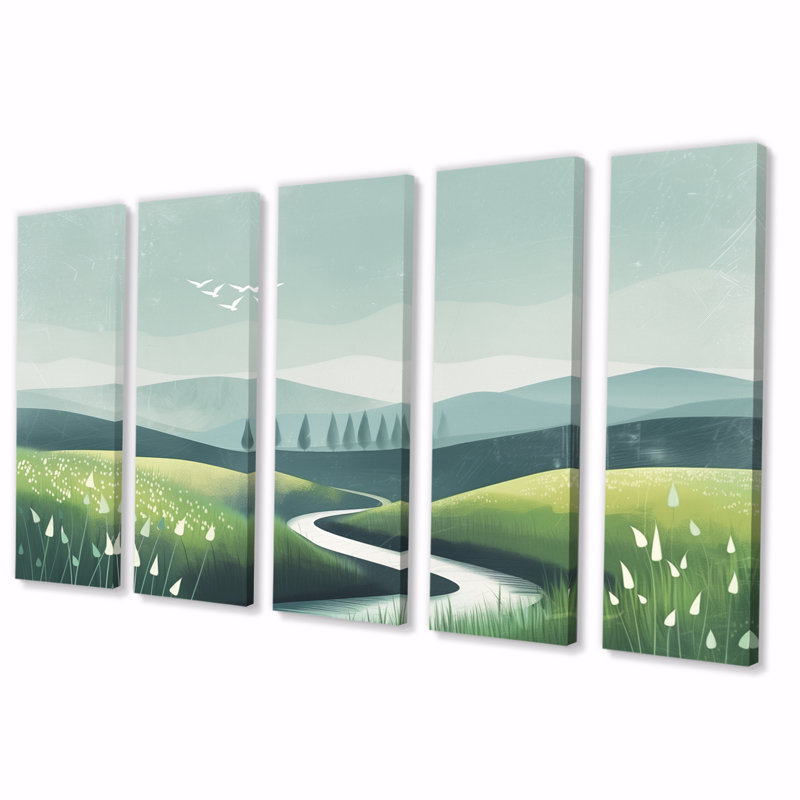 «Green Grey Pond Meadows In Tuscany III», ensemble de décorations murales de ferme, H 28 po x l 60 po