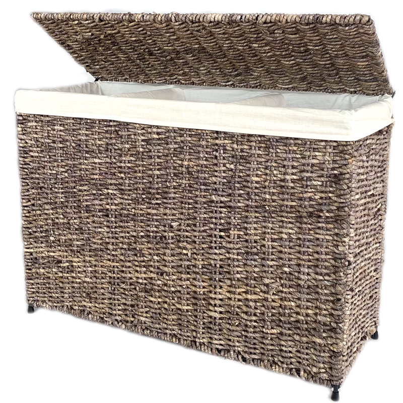 Wicker Laundry Sorter, Brown Gray