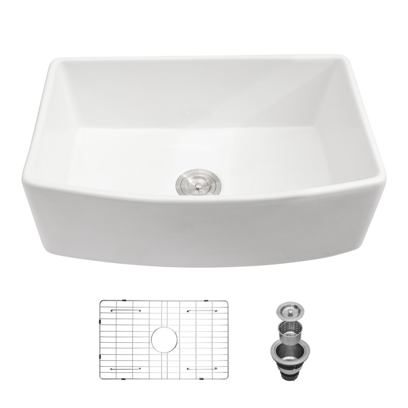 Évier de cuisine à simple cuve en céramique 33 "X 19" avec accessoires Topcraft Topcraft