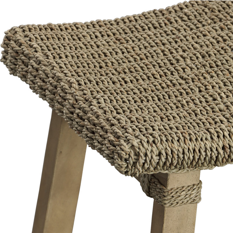 Lizzy Wicker Counter Stool with Solid Wood Frame