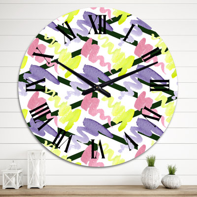 Horloge murale à motif zigzag jaune