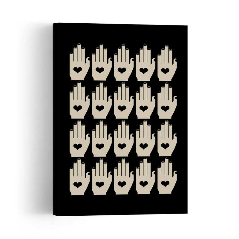 Hearts In Hands Vintage Abstract Wall Art Print 1 Piece Wrapped Canvas Wall Art, 152.4cm H x 101.6cm W