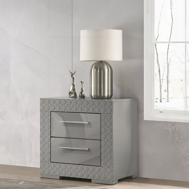 Modern Nightstand For Bedroom, Gray