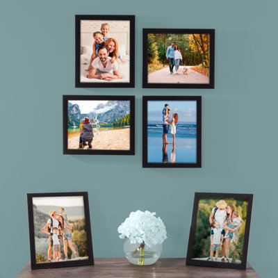 6 Piece Picture Frames - 4x6 Photo Frame Set with Stand and Hooks for Gallery Wall or Family Portrait - Picture Wall Decor