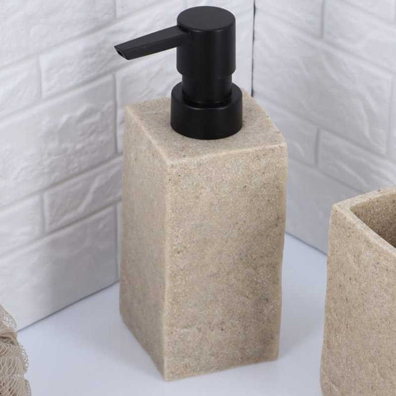 Stone Bath Square Resin Hand Soap & Lotion Dispenser, Natural/Beige