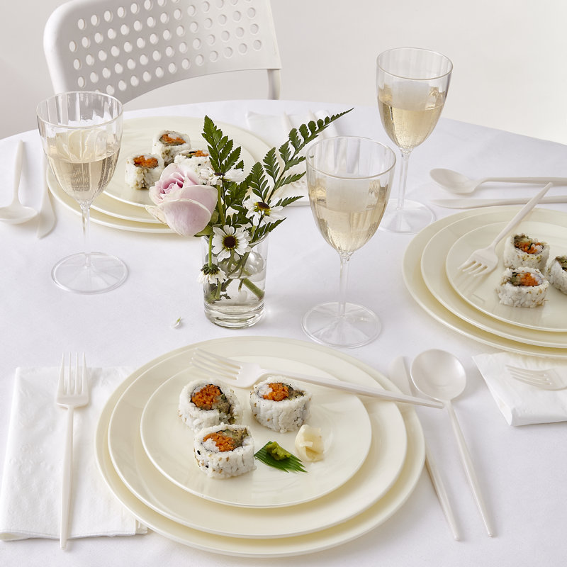 Assiette à salade jetable en plastique épais, Crème