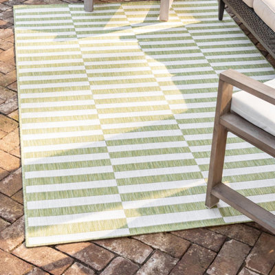 Tapis intérieur rayé vert / ivoire Altimari