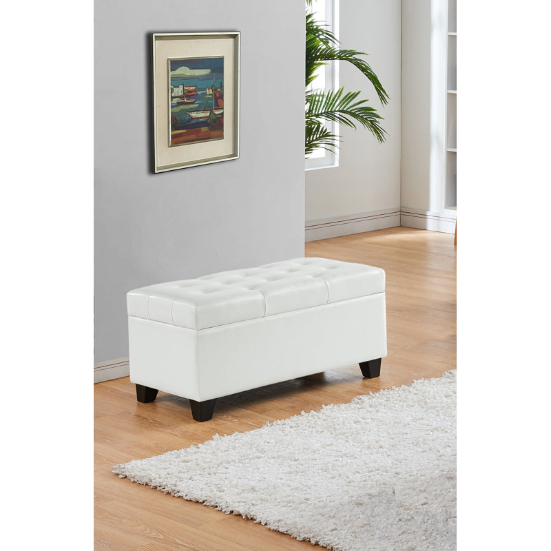 Banc de rangement rembourré Defazio, Blanc