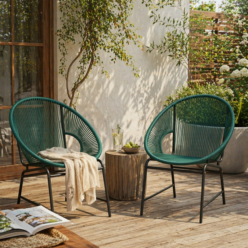 Ensemble de chaises de patio en osier, Teal