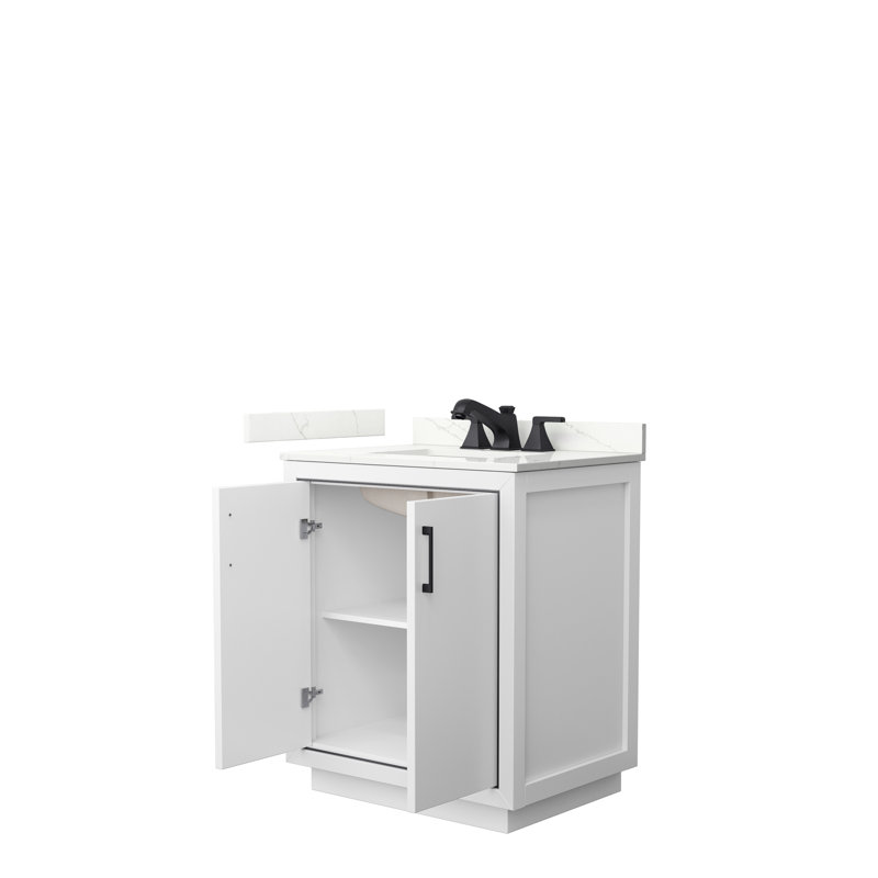 30'' W Single Vanity, Giotto Quartz, White, Brushed Nickel