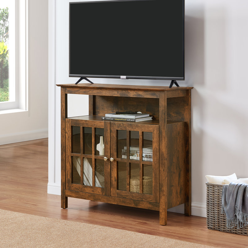 Bamard 40" TV Stand with Storage Cabinets, Dark Walnut