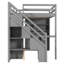 Structure de lit double pleine grandeur avec garde-robe intégrée, bureau d'étude, tablettes de rangement et lumières, conception peu encombrante pour la chambre à coucher - gris-738090305