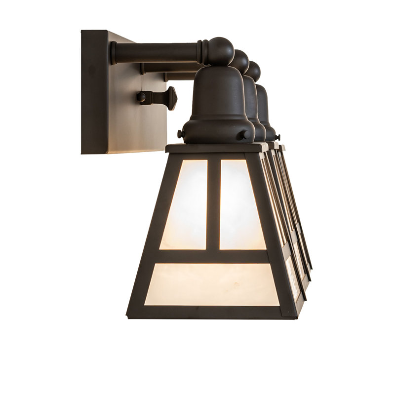"T" Mission 3-Light Vanity Light, 10" H x 24" W x 8" D, White, Oil Rubbed Bronze