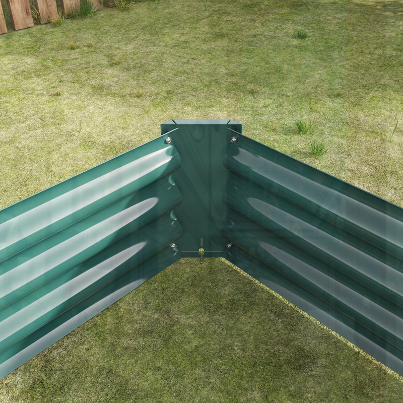 Metal Raised Bed Garden Flower Planters, 11.81" H x 91.34" W x 44.69" D, Green
