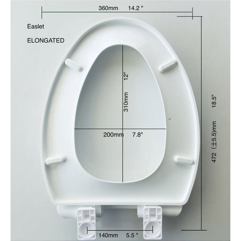 Elongated Magnetic Quick Release Toilet Seat