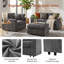 Ensemble de canapé modulaire en chenille 3 pièces, causeuse 2 places + fauteuil 1 place + repose-pieds mobile, canapé en bois massif avec 2 coussins décoratifs, salon moderne-132685741