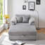 «Chaise d'appoint rembourrée grise avec rangement - Meuble peu encombrant pour petits appartements»-118034727