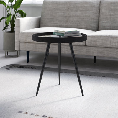 Table de bout gigogne élégante Ava-Marie avec plateau en bois et pieds en acier