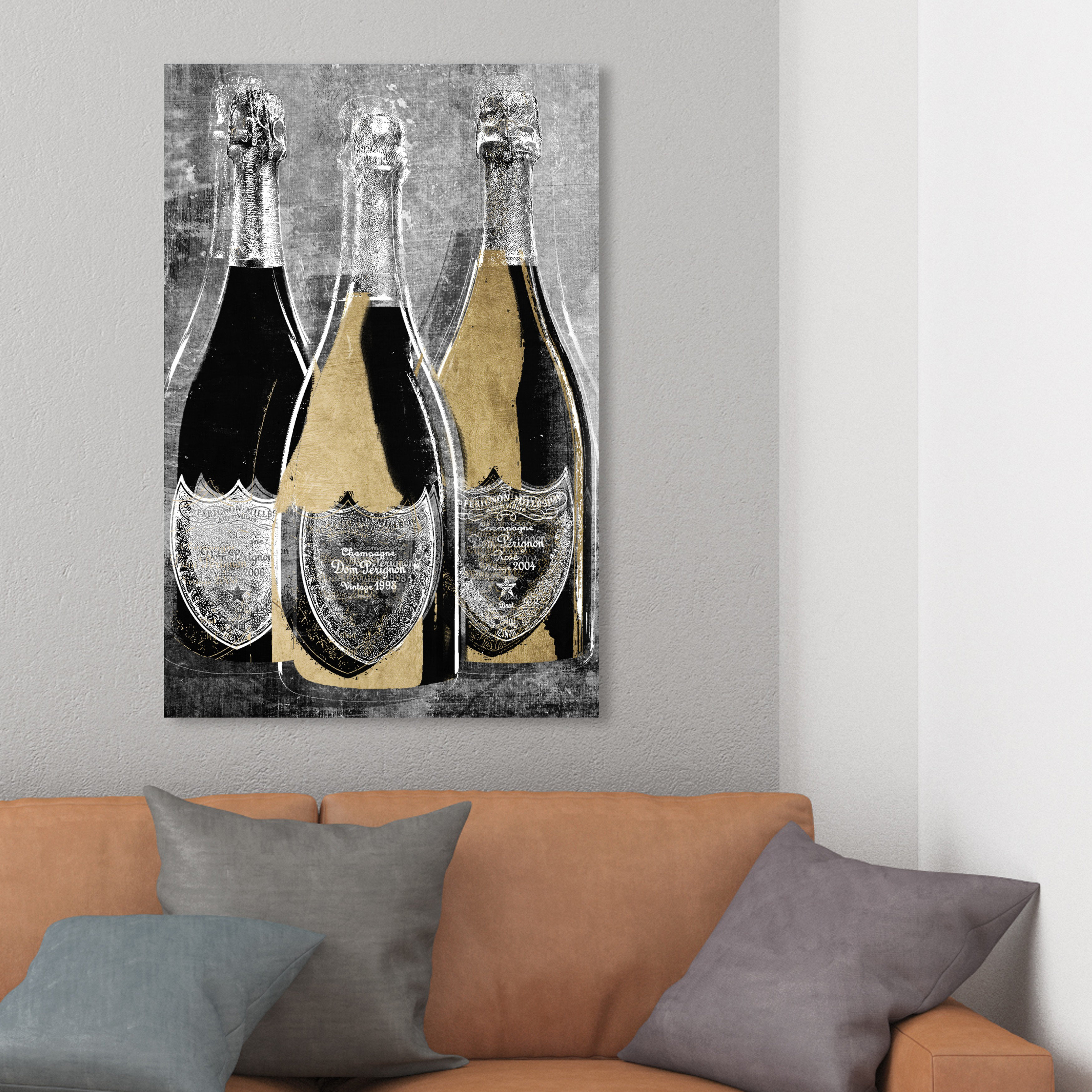 Drinks and Spirits Champagne Bottle Eye Chart - Wrapped Canvas Graphic Art Print Oliver Gal Size: 36 H x 24 W