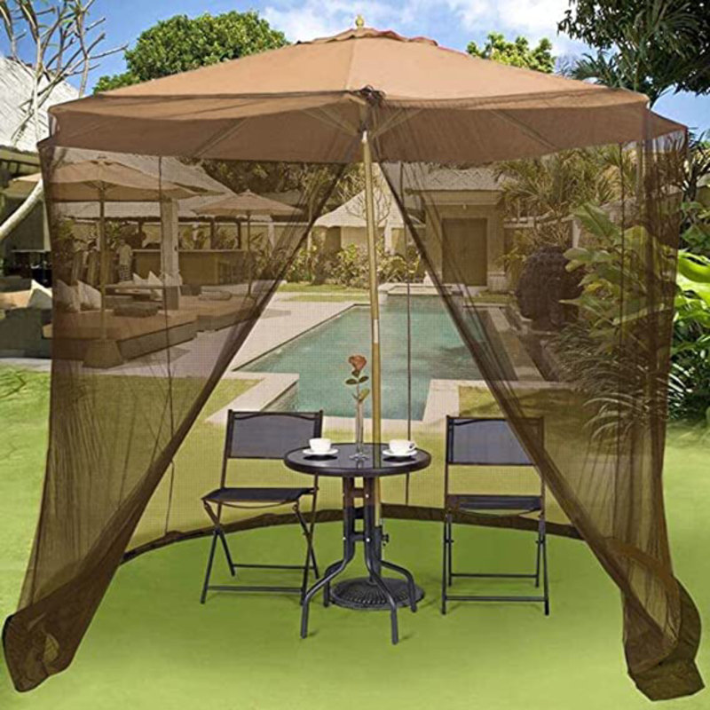 Moustiquaire pour parasol de patio avec porte à fermeture à glissière - filet anti-insectes