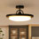 Simple Round Black Led Semi Flush Mount With Acrylic Shade