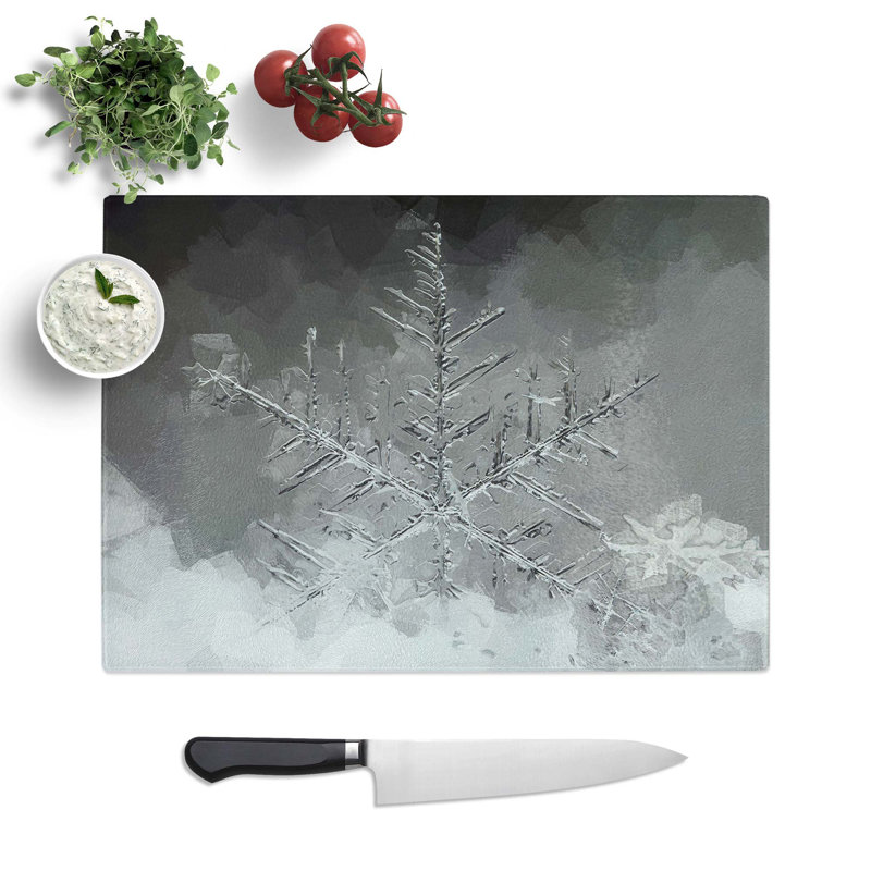 Tempered Glass Snowflake Chopping Board, 39 cm W x 28.5 cm L
