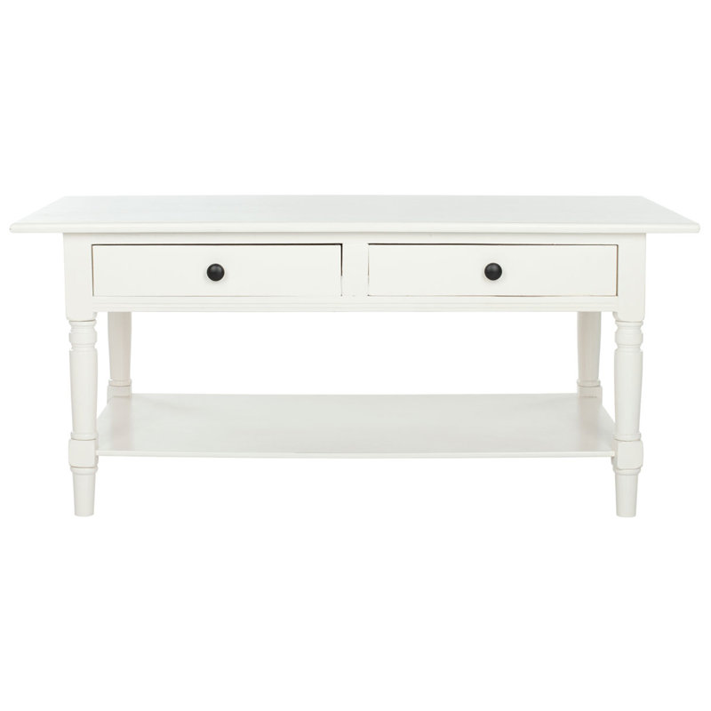 Table basse 2 tiroirs Barrasso, Blanc