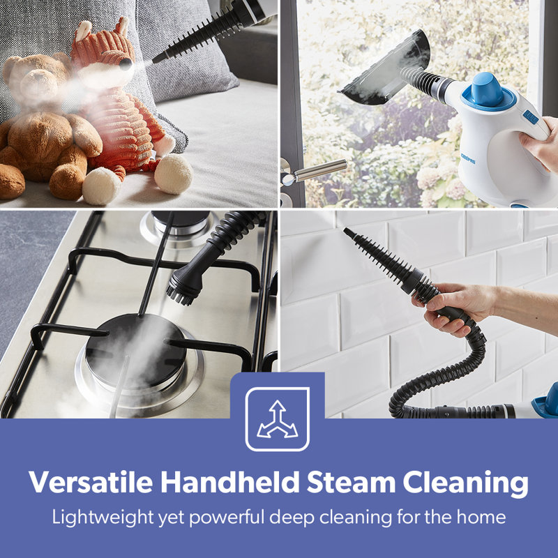 GEEPAS Steam Cleaner | Handheld Multipurpose Portable Steamer for Cleaning Bathroom Kitchen Window Carpet Car Floor Stain Removal | 9 Attachment Kills 99.9% Germs & Bacteria | 2 Year Warranty 1050W