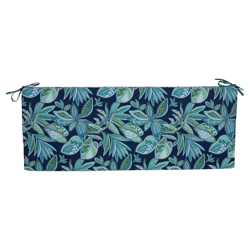 Outdoor Bench Cushion, 54" W x 19" D, Blue/Crestwood Marine Floral