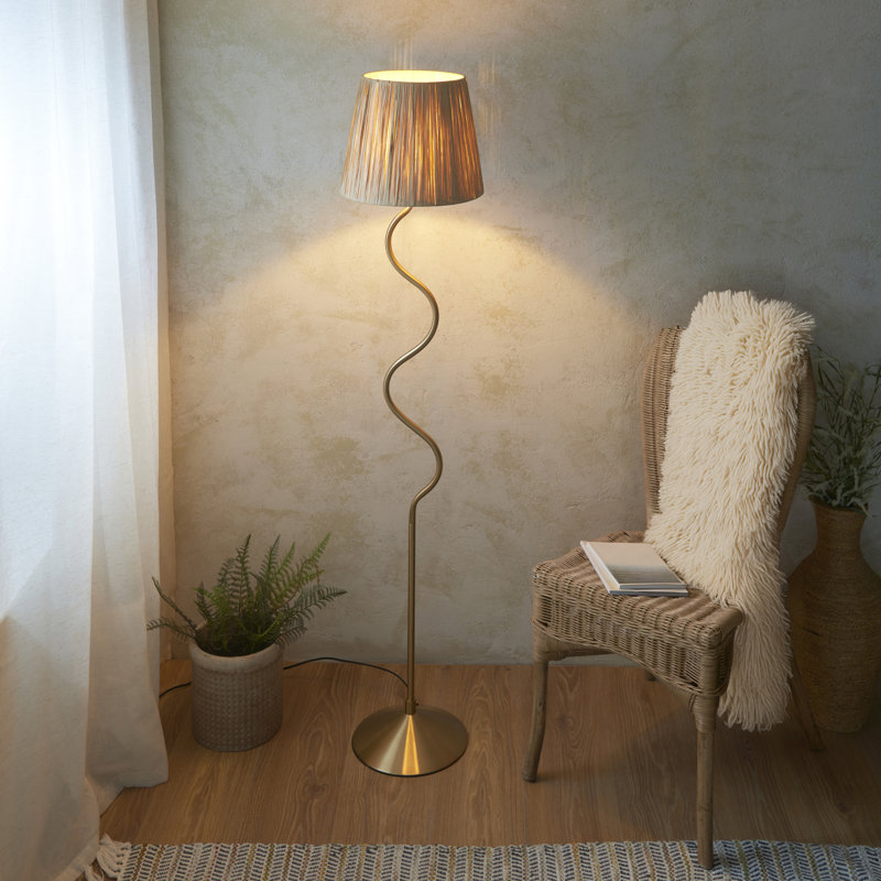 Wrangler Floor light finished and Raffia, Brushed Aged Brass 