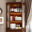 Armoire de coin en bois massif brun noisette
