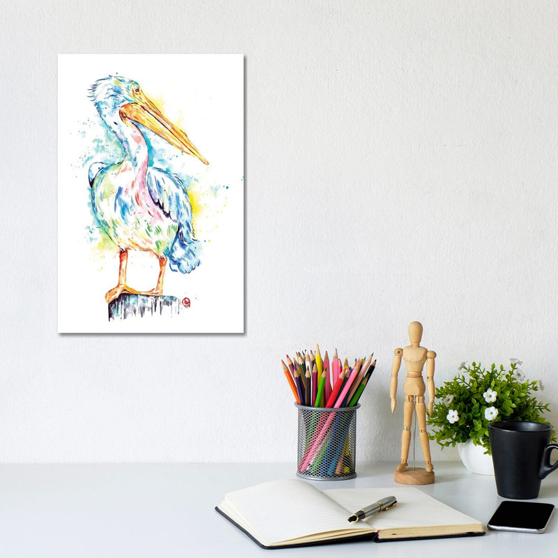 Pelican by Lisa Whitehouse - Wrapped Canvas Print, 20.32 cm H x 30.48 cm W