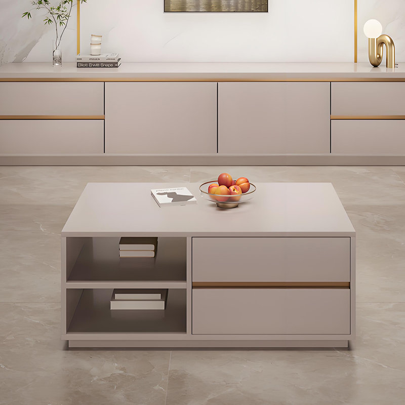 Modern Luxury Coffee Table with Full Base, 17.71" H x 51.18" L x 25.59" W