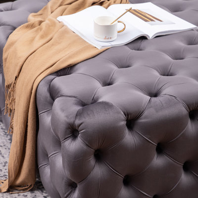 Ackerman 100cm Wide Velvet Tufted Square Solid Colour Cocktail Ottoman