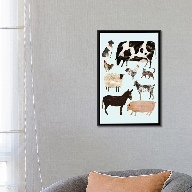«Barnyard Buds I», impression sur toile, H 26 po x l 18 po x P 1,5 po, Toile avec cadre noir, Blanc
