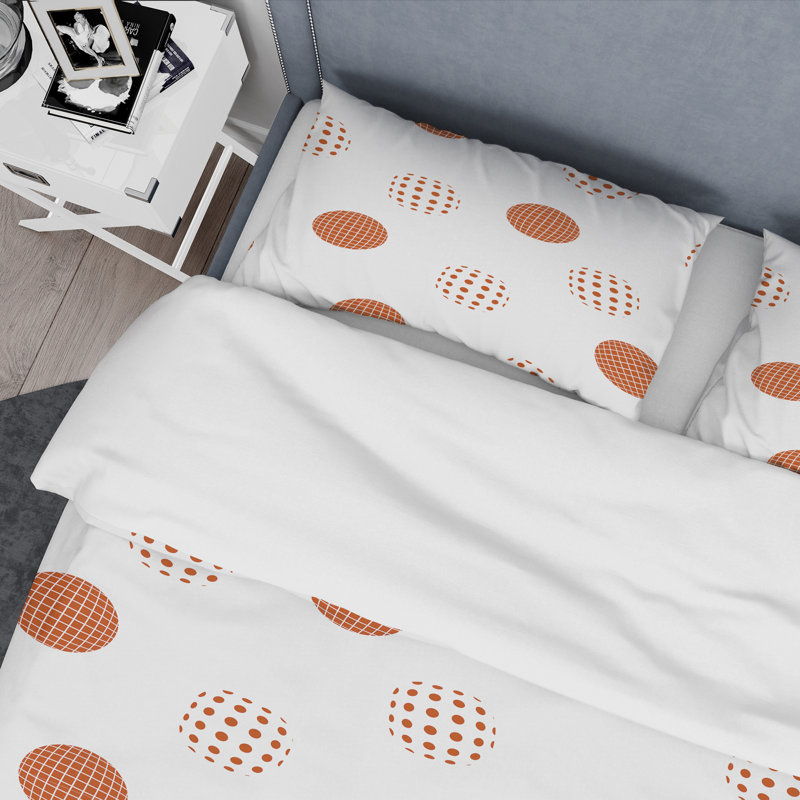 Brown Circle Dots - Ensemble de housse de couette à motif abstrait - Microfibre de polyester