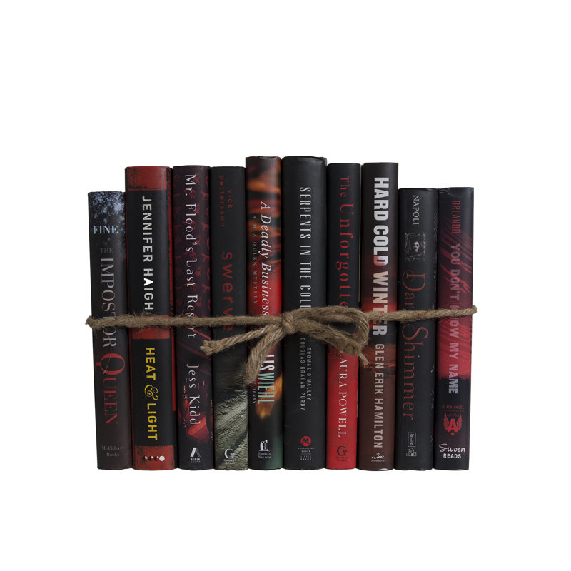 Livres décoratifs - Ensemble de livres avec jaquette flamme onyx - 1 pied de livres noirs