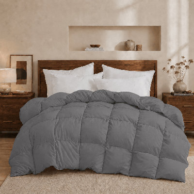 Soft All-Season Down Feather Fiber Comforter - Cozy, Fluffy Duvet Insert with Corner Tabs for Secure Fit