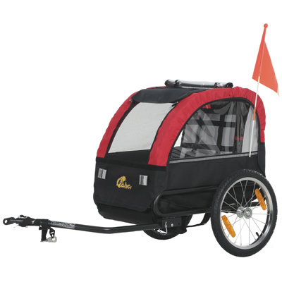 Remorque de vélo pour enfant avec harnais à 5 points, roues en caoutchouc de 16 po, rouge