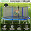 Trampoline 14 pi avec panier de basketball et filet de sécurité pour enfants et adultes, bleu