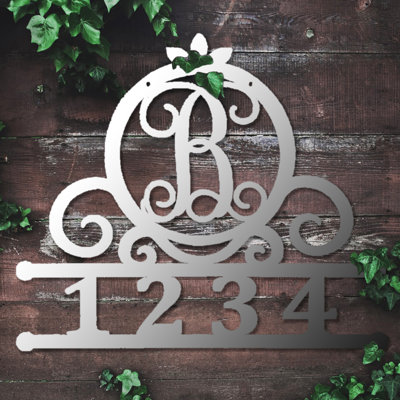 Décoration murale circulaire monogramme d'adresse 1 ligne
