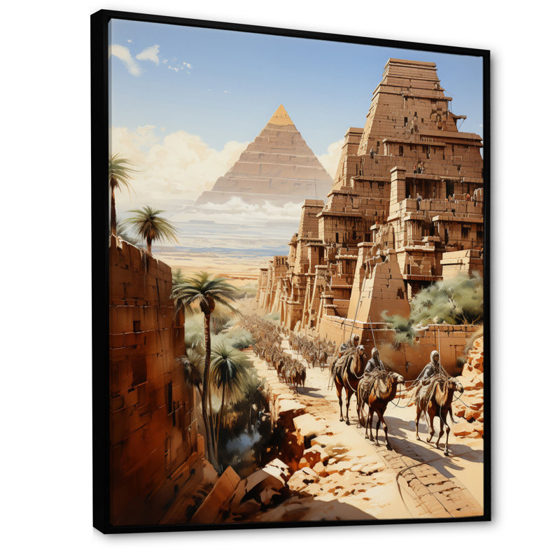 Langenfeld égyptien Pharaons voyage encadré sur toile, H 40 po x l 30 po x P 1,5 po, Cadre flottant noir