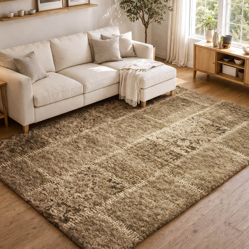 Tapis à poil long de qualité supérieure lavable à la machine ADS635, Brown, 3' x 5'