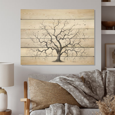 Arbre africain minimaliste - Art africain sur bois de pin naturel
