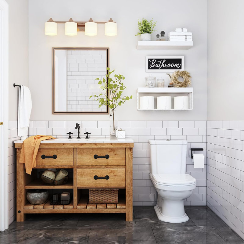 Tablettes murales de salle de bain Resch, Blanc
