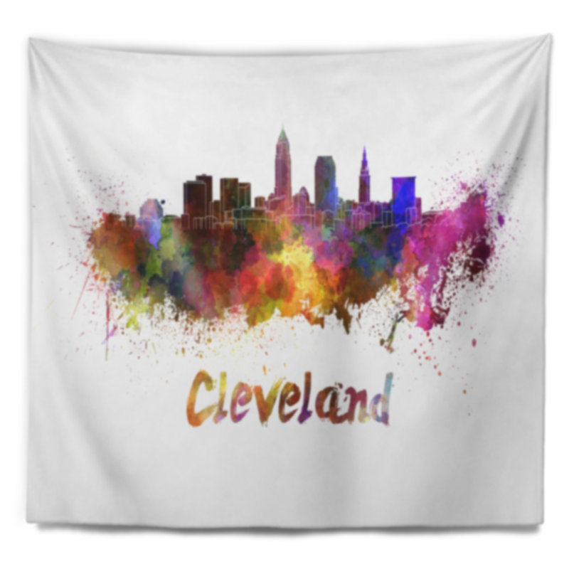 Cleveland skyline tapisserie Cityscape, H 32 po x l 39 po