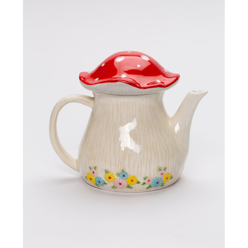 Fine Ceramic Mushroom Shaped House Teapot-5"H